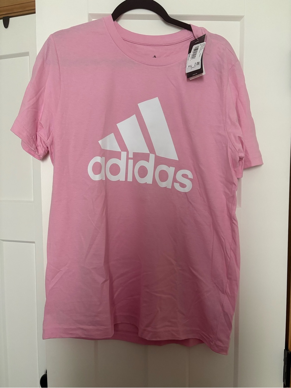adidas Pink Short Sleeve Tee with White Logo Mens Size Medium NWT
